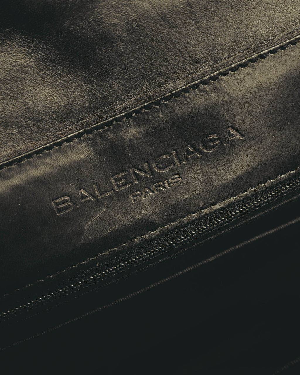 "BALENCIAGA" 80's-90's Ornately embossed leather handbag