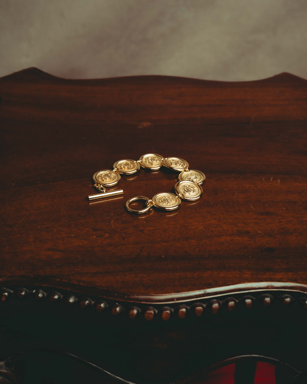 -SPECIAL- “Christian Dior” 80’s Interlocked monogram gold medallion bracelet