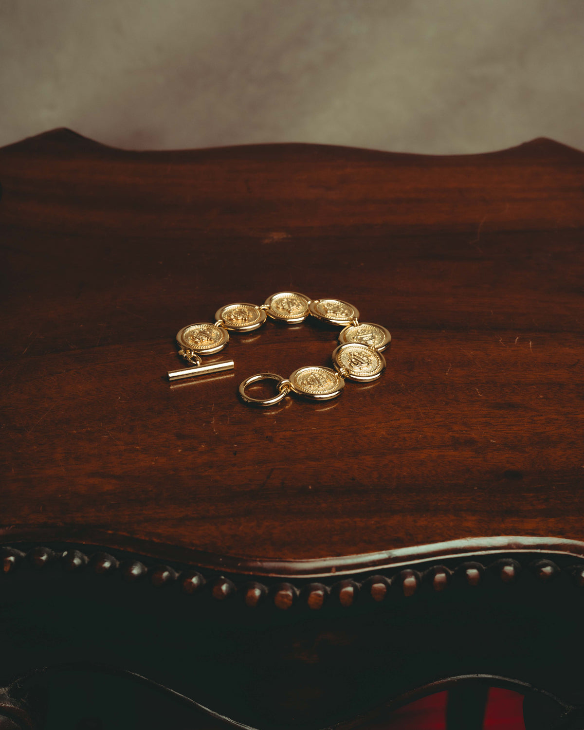 -SPECIAL- “Christian Dior” 80’s Interlocked monogram gold medallion bracelet