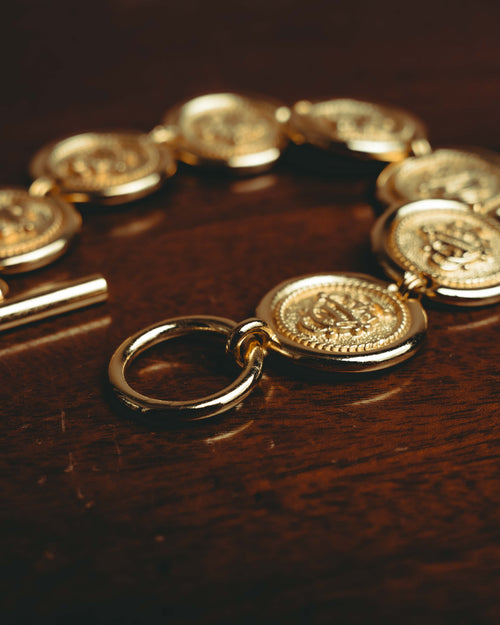 -SPECIAL- “Christian Dior” 80’s Interlocked monogram gold medallion bracelet