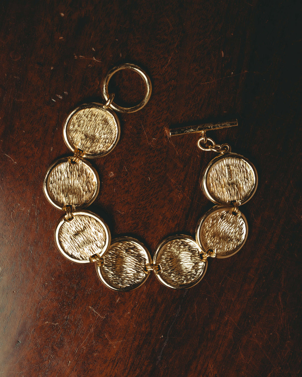 -SPECIAL- “Christian Dior” 80’s Interlocked monogram gold medallion bracelet