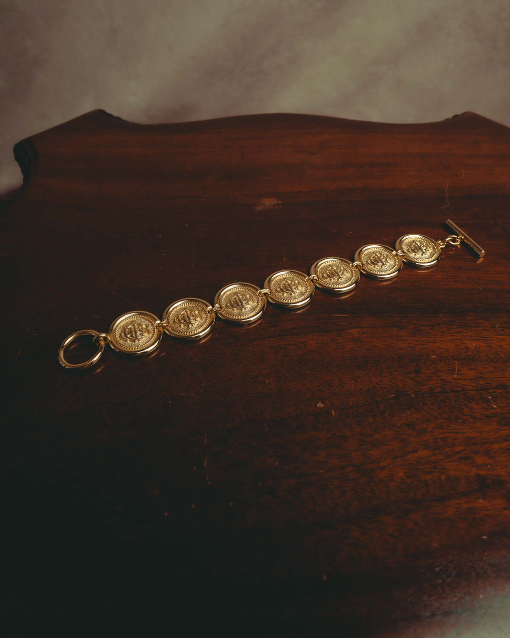 -SPECIAL- “Christian Dior” 80’s Interlocked monogram gold medallion bracelet