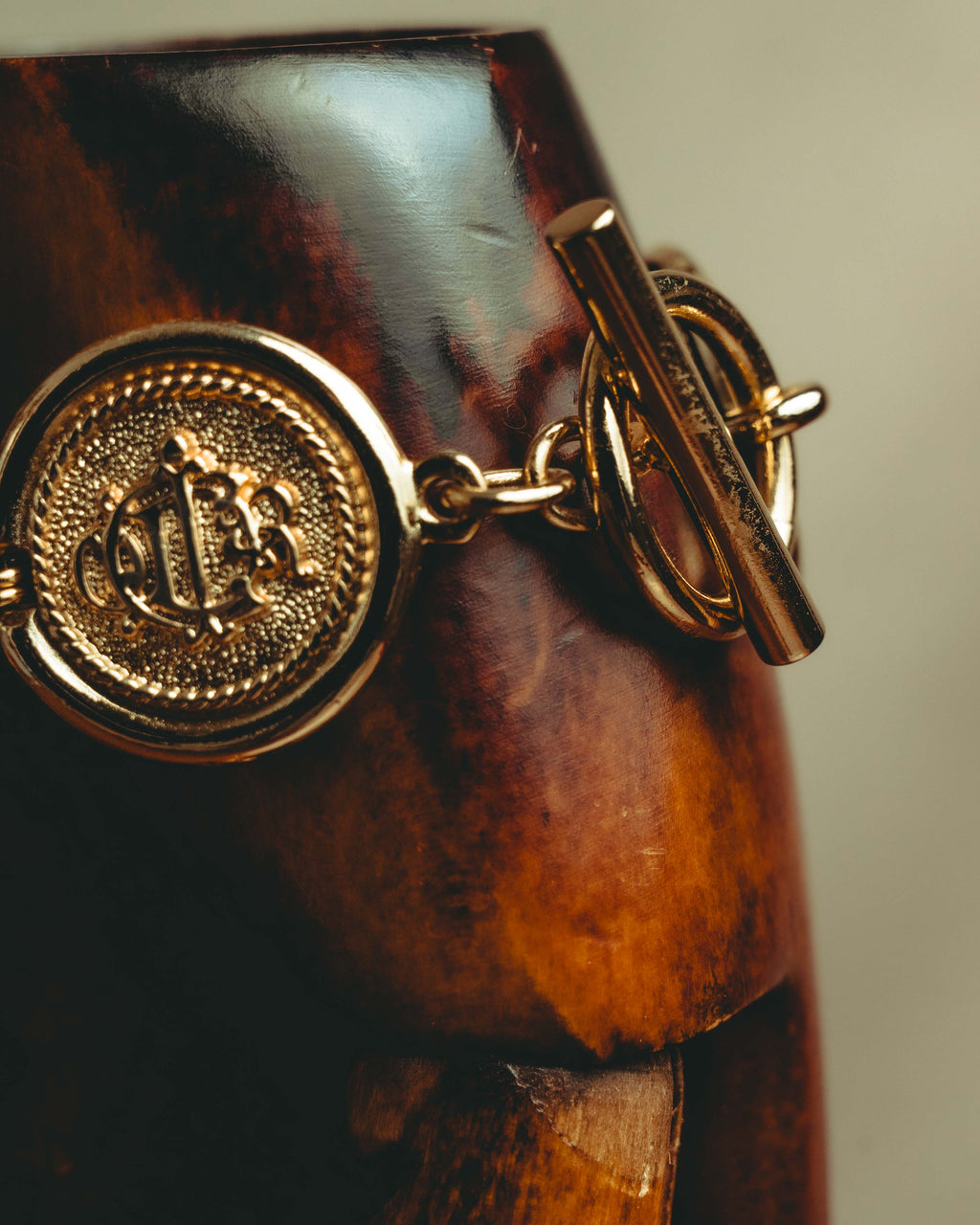 -SPECIAL- “Christian Dior” 80’s Interlocked monogram gold medallion bracelet