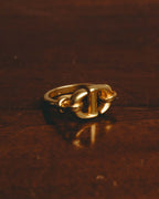 -SPECIAL- “DIOR” 20’s Cd navy sculptural gold tone link ring