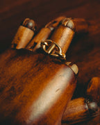 -SPECIAL- “DIOR” 20’s Cd navy sculptural gold tone link ring