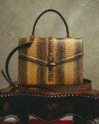 -SPECIAL- “GUCCI” 2019-2022 Sylvie 1969 python leather chain buckle top handle bag
