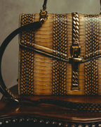 -SPECIAL- “GUCCI” 2019-2022 Sylvie 1969 python leather chain buckle top handle bag