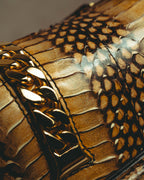 -SPECIAL- “GUCCI” 2019-2022 Sylvie 1969 python leather chain buckle top handle bag