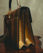 -SPECIAL- “GUCCI” 2019-2022 Sylvie 1969 python leather chain buckle top handle bag