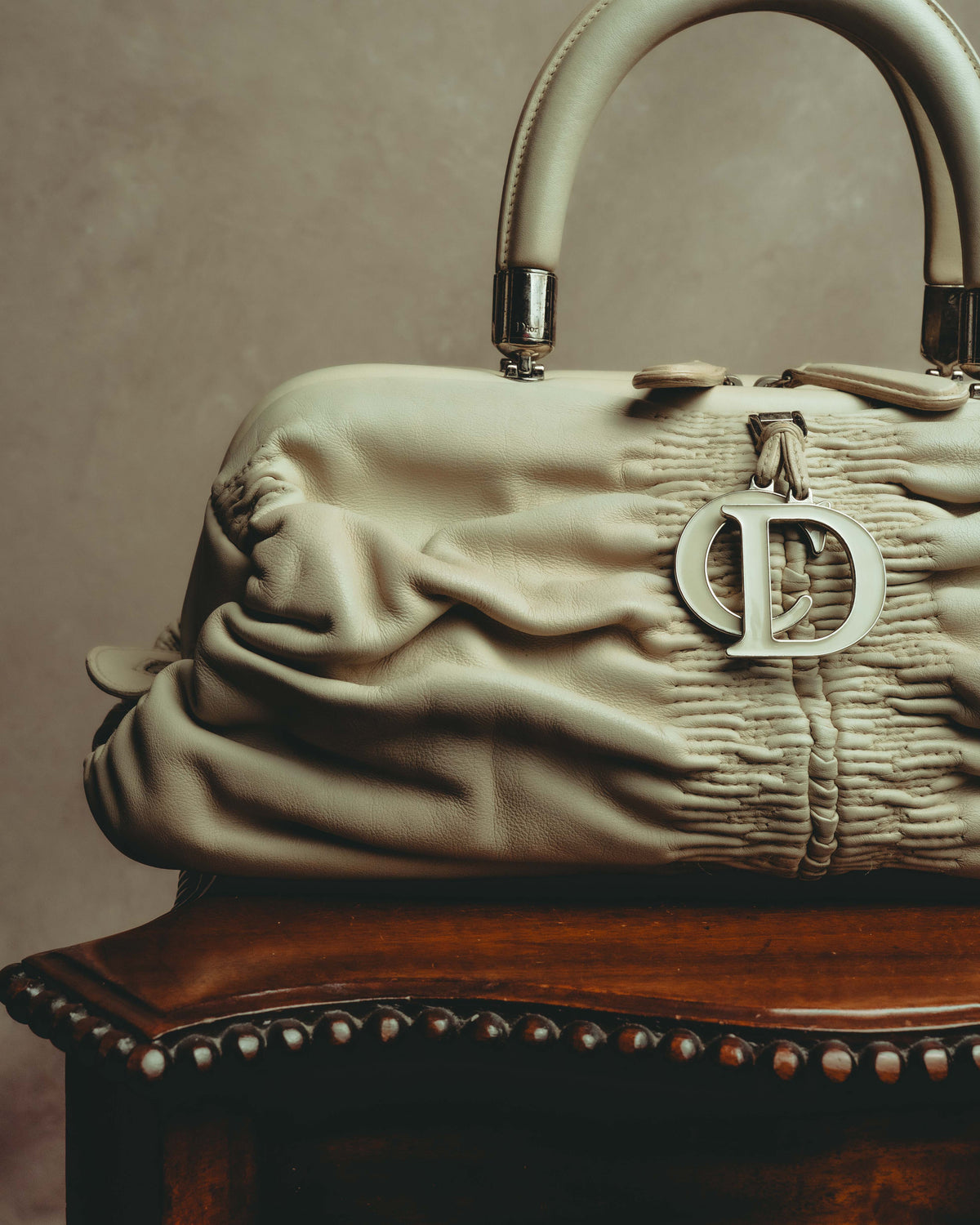 -SPECIAL- “Christian Dior” 00’s-10’s Karenina ruched leather top handle bag