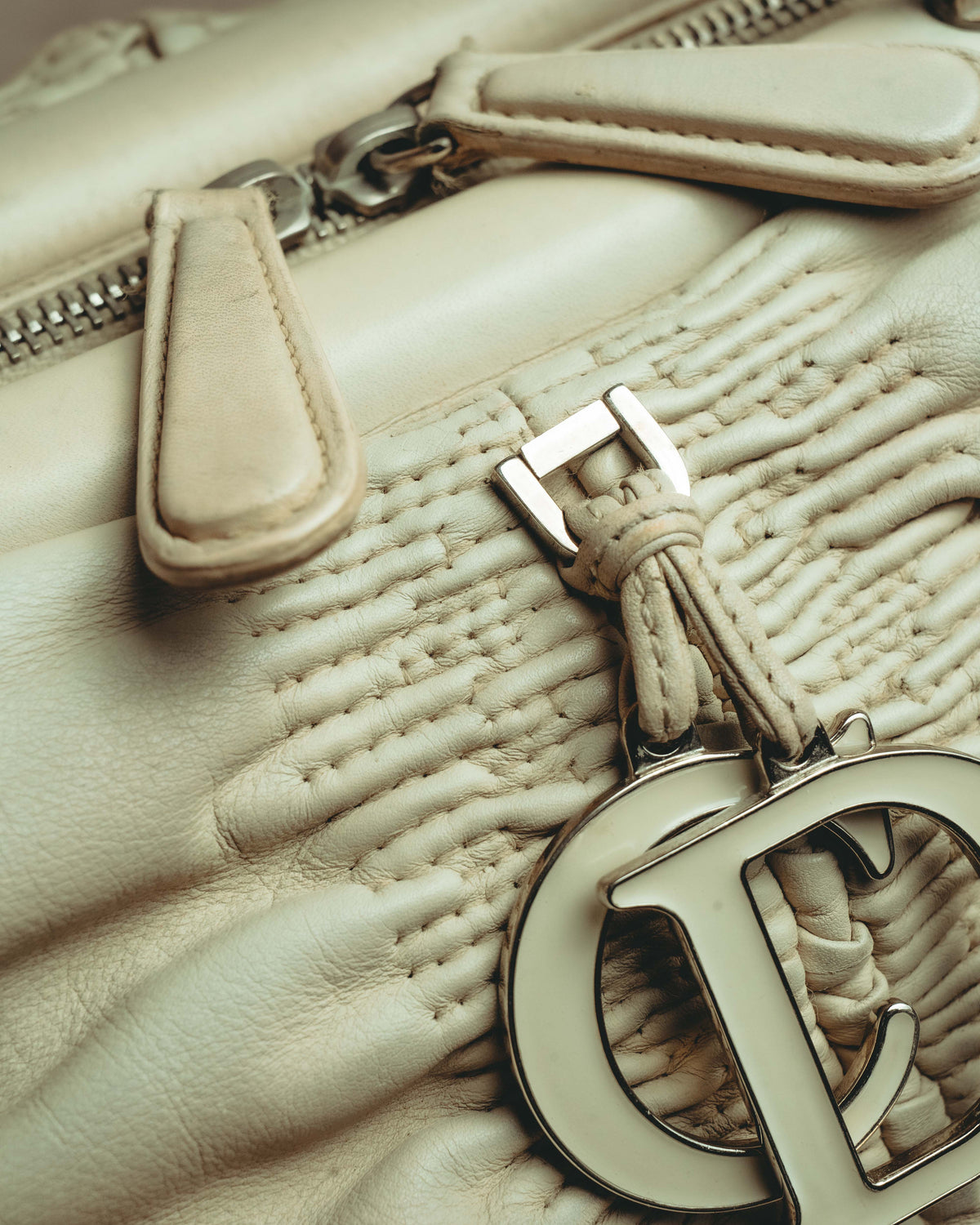 -SPECIAL- “Christian Dior” 00’s-10’s Karenina ruched leather top handle bag