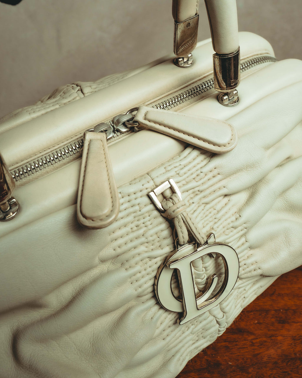 -SPECIAL- “Christian Dior” 00’s-10’s Karenina ruched leather top handle bag