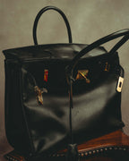 -SPECIAL- “Pierre Cardin” 90’s-00’s Belted flap leather top handle bag