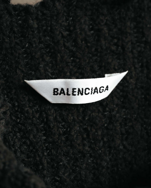 "BALENCIAGA" 20's Distressed cropped rib-knit sweater