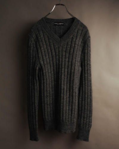 "DOLCE & GABBANA" 00's-10's Textured ribbed v-neck sweater