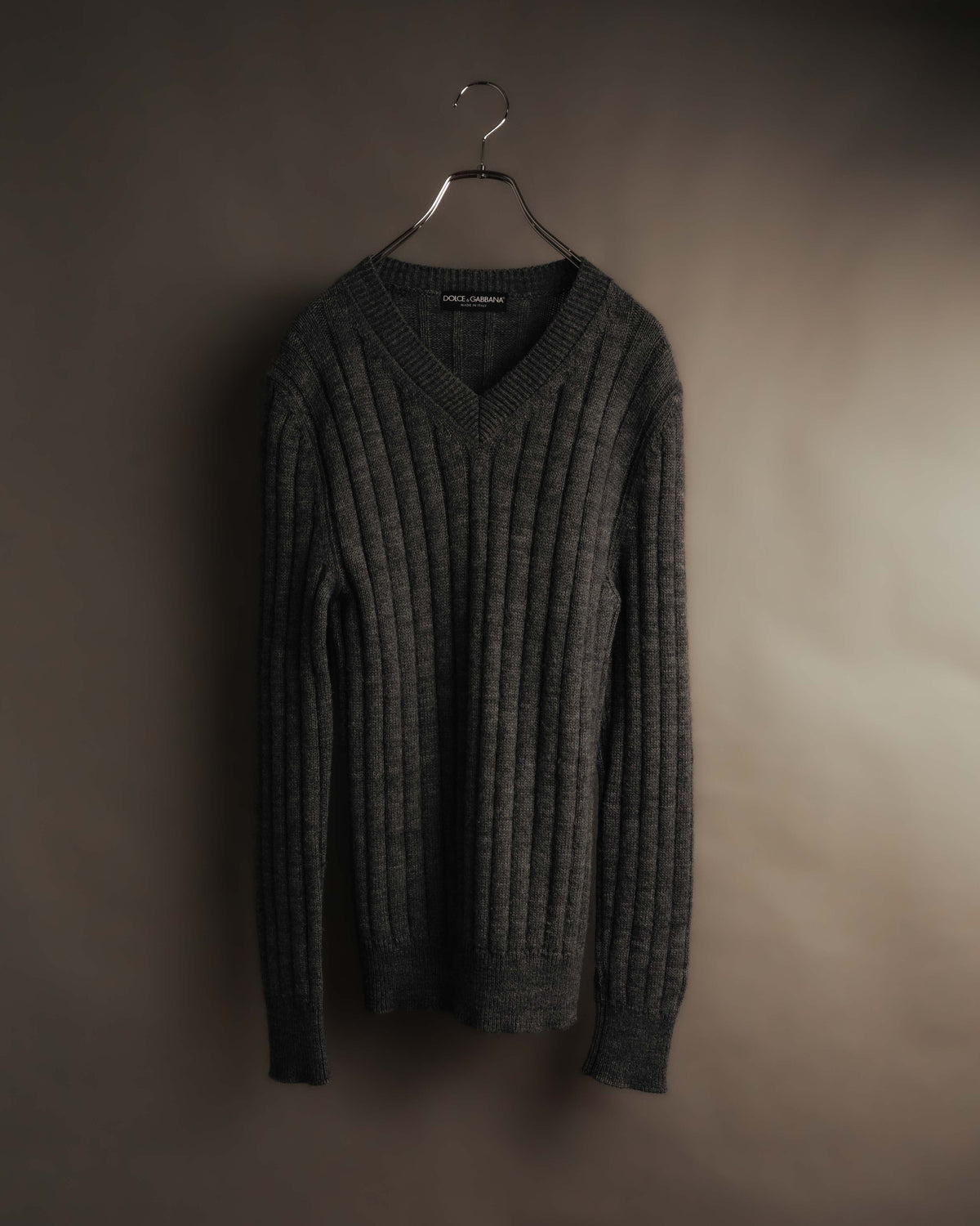 "DOLCE & GABBANA" 00's-10's Textured ribbed v-neck sweater