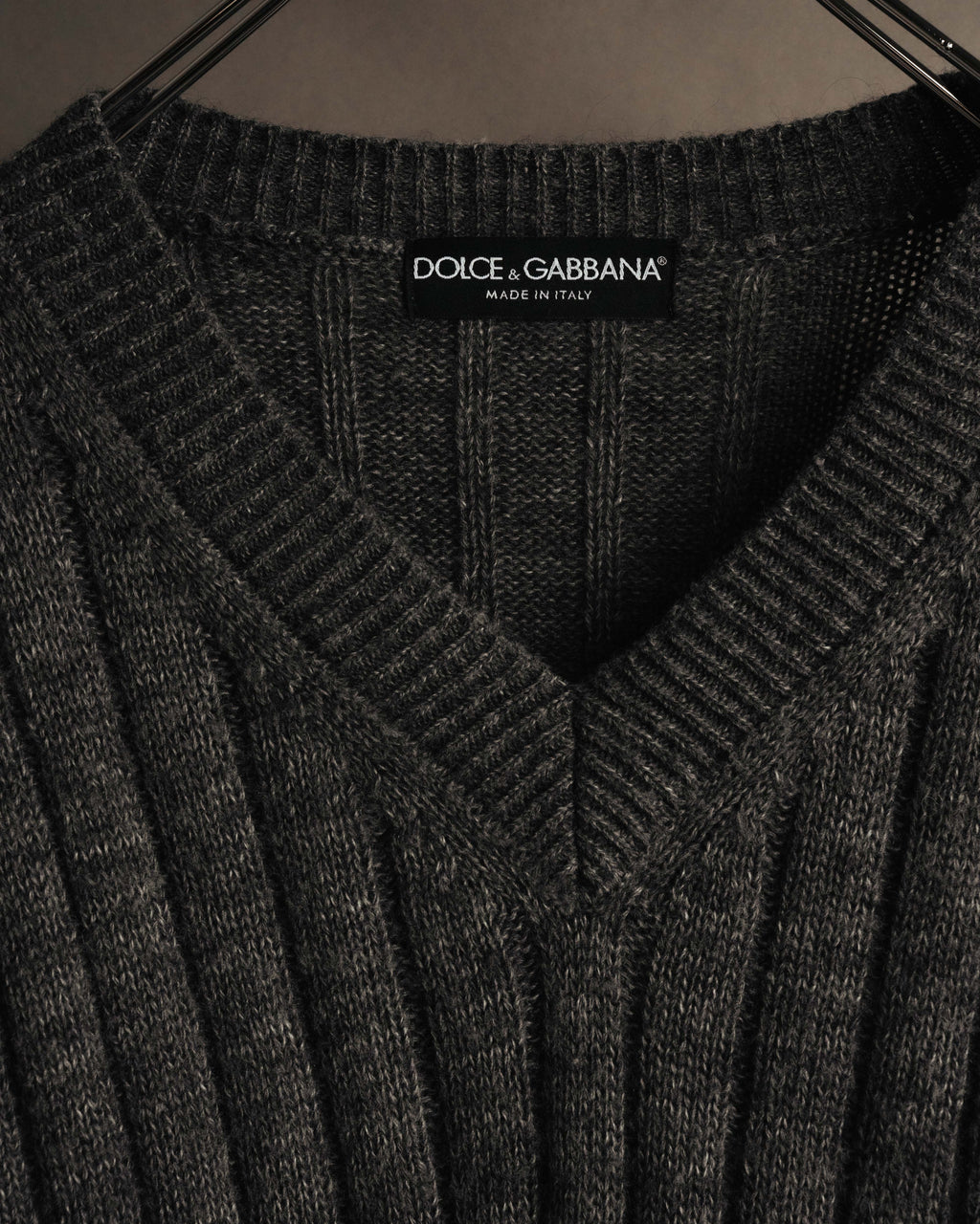 "DOLCE & GABBANA" 00's-10's Textured ribbed v-neck sweater