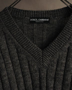 "DOLCE & GABBANA" 00's-10's Textured ribbed v-neck sweater