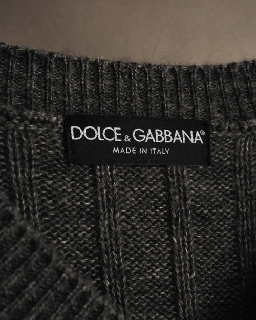 "DOLCE & GABBANA" 00's-10's Textured ribbed v-neck sweater