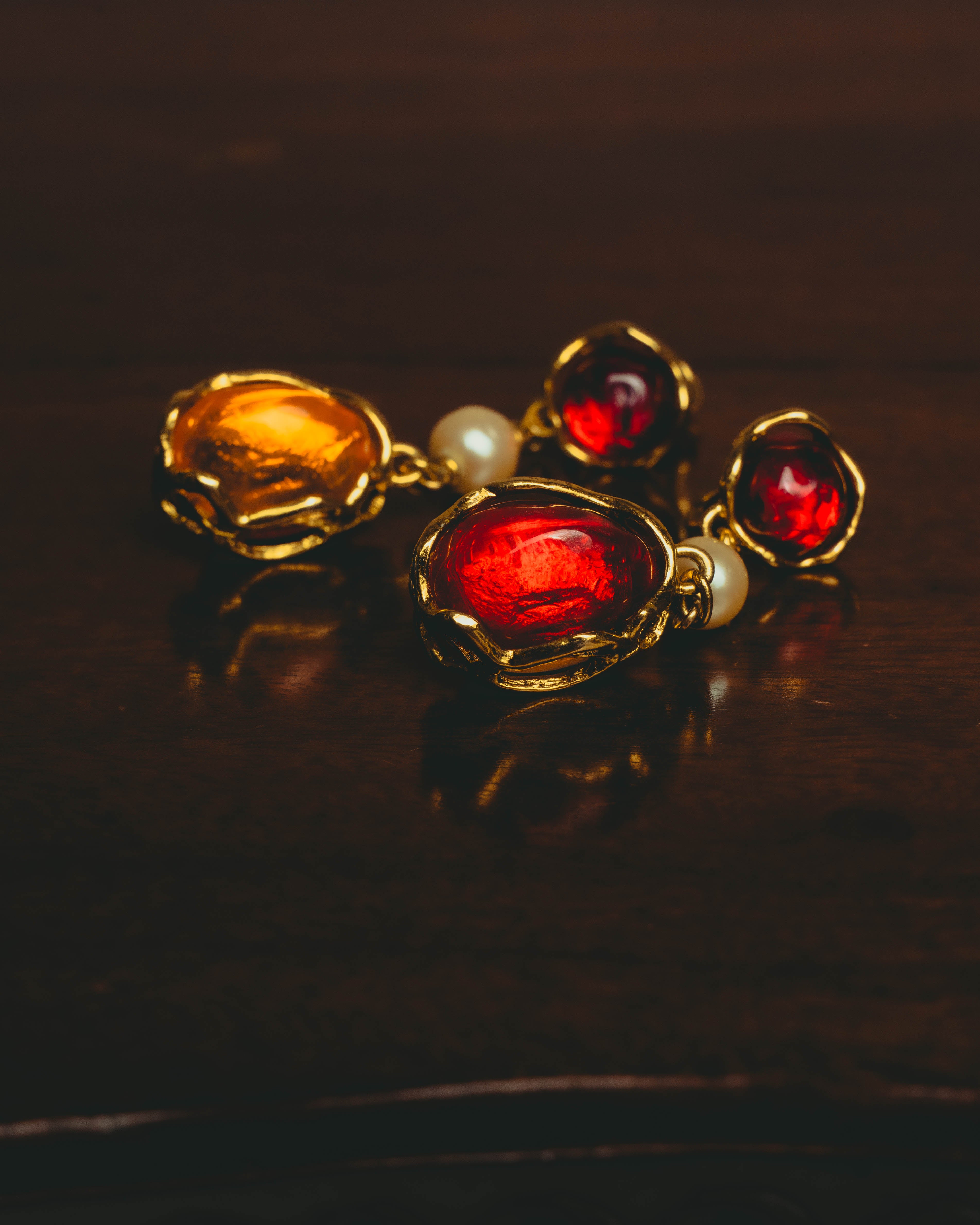 -SPECIAL- "Yves Saint Laurent" 80's-90's Vintage architectural poured glass and pearl drop earrings