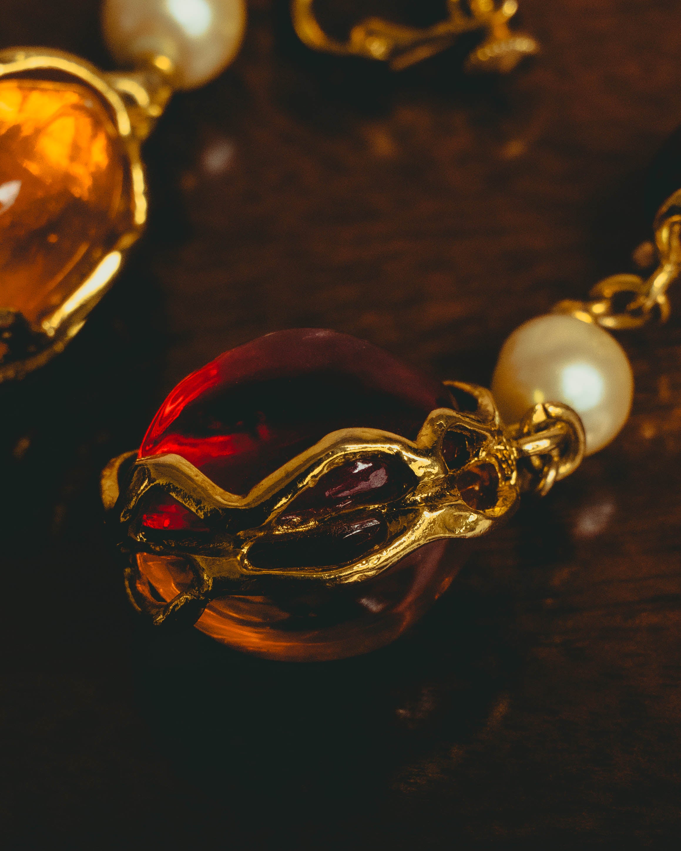 -SPECIAL- "Yves Saint Laurent" 80's-90's Vintage architectural poured glass and pearl drop earrings
