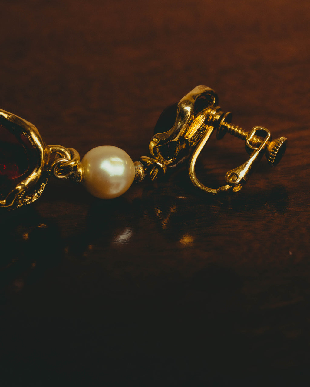-SPECIAL- "Yves Saint Laurent" 80's-90's Vintage architectural poured glass and pearl drop earrings