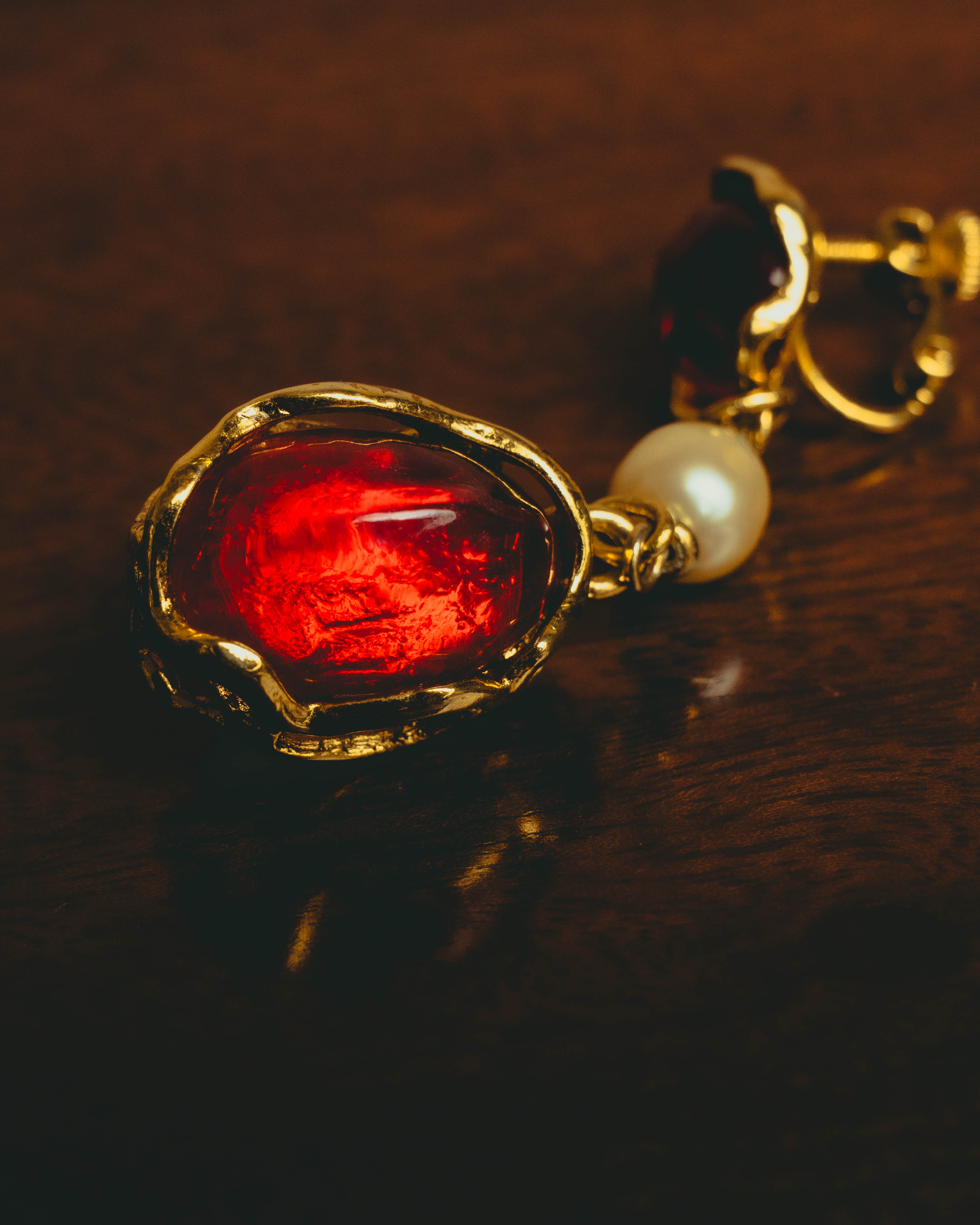 -SPECIAL- "Yves Saint Laurent" 80's-90's Vintage architectural poured glass and pearl drop earrings