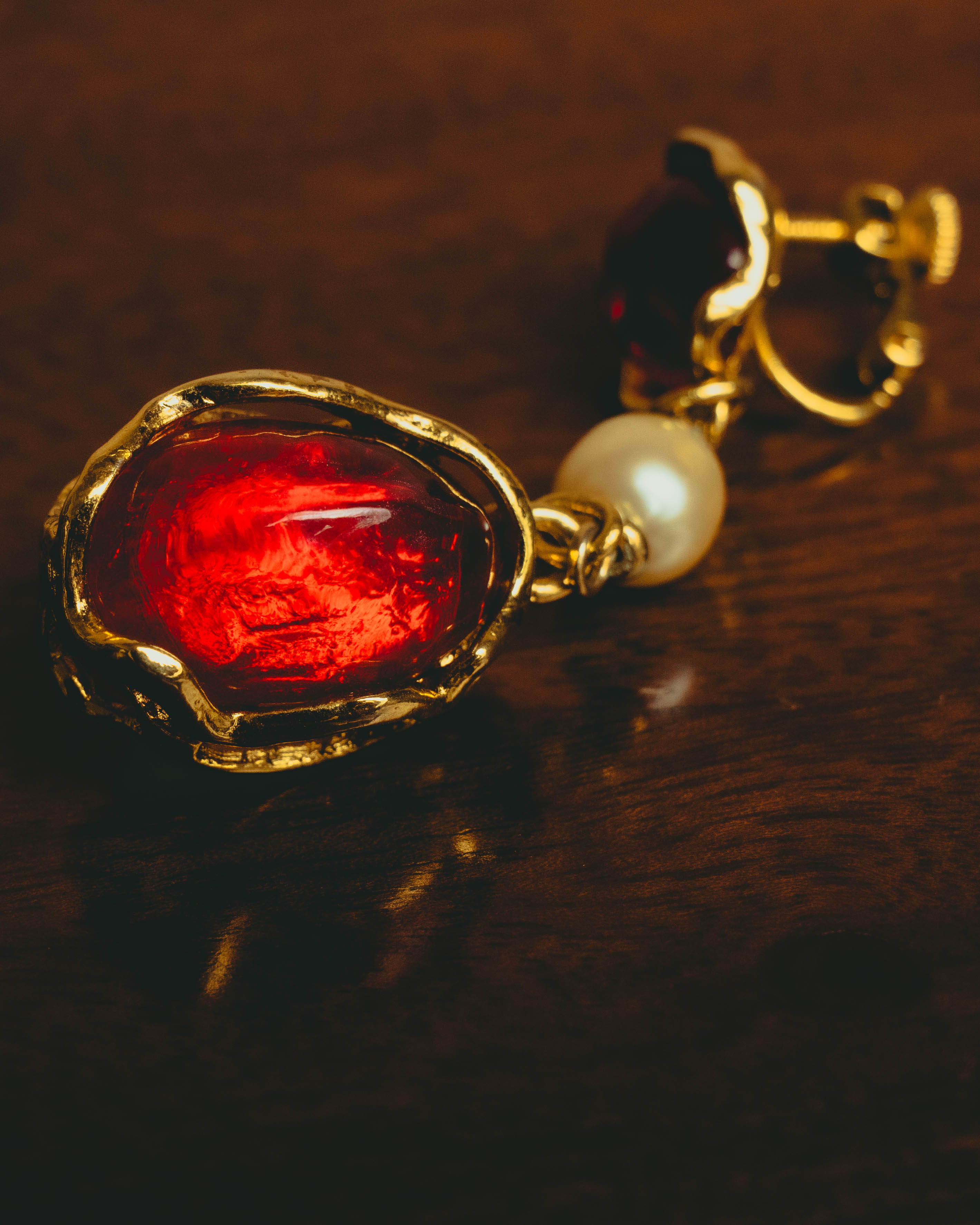 -SPECIAL- "Yves Saint Laurent" 80's-90's Vintage architectural poured glass and pearl drop earrings