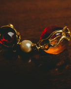 -SPECIAL- "Yves Saint Laurent" 80's-90's Vintage architectural poured glass and pearl drop earrings