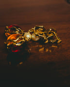 -SPECIAL- "Yves Saint Laurent" 80's-90's Vintage architectural poured glass and pearl drop earrings