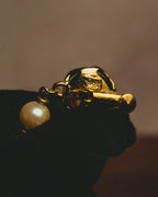 -SPECIAL- "Yves Saint Laurent" 80's-90's Vintage architectural poured glass and pearl drop earrings