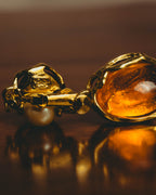 -SPECIAL- "Yves Saint Laurent" 80's-90's Vintage architectural poured glass and pearl drop earrings