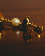 -SPECIAL- "Yves Saint Laurent" 80's-90's Vintage architectural poured glass and pearl drop earrings