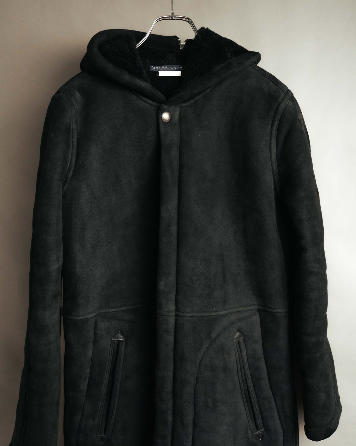 "Ralph Lauren" 00's-10's Long hooded shearling coat