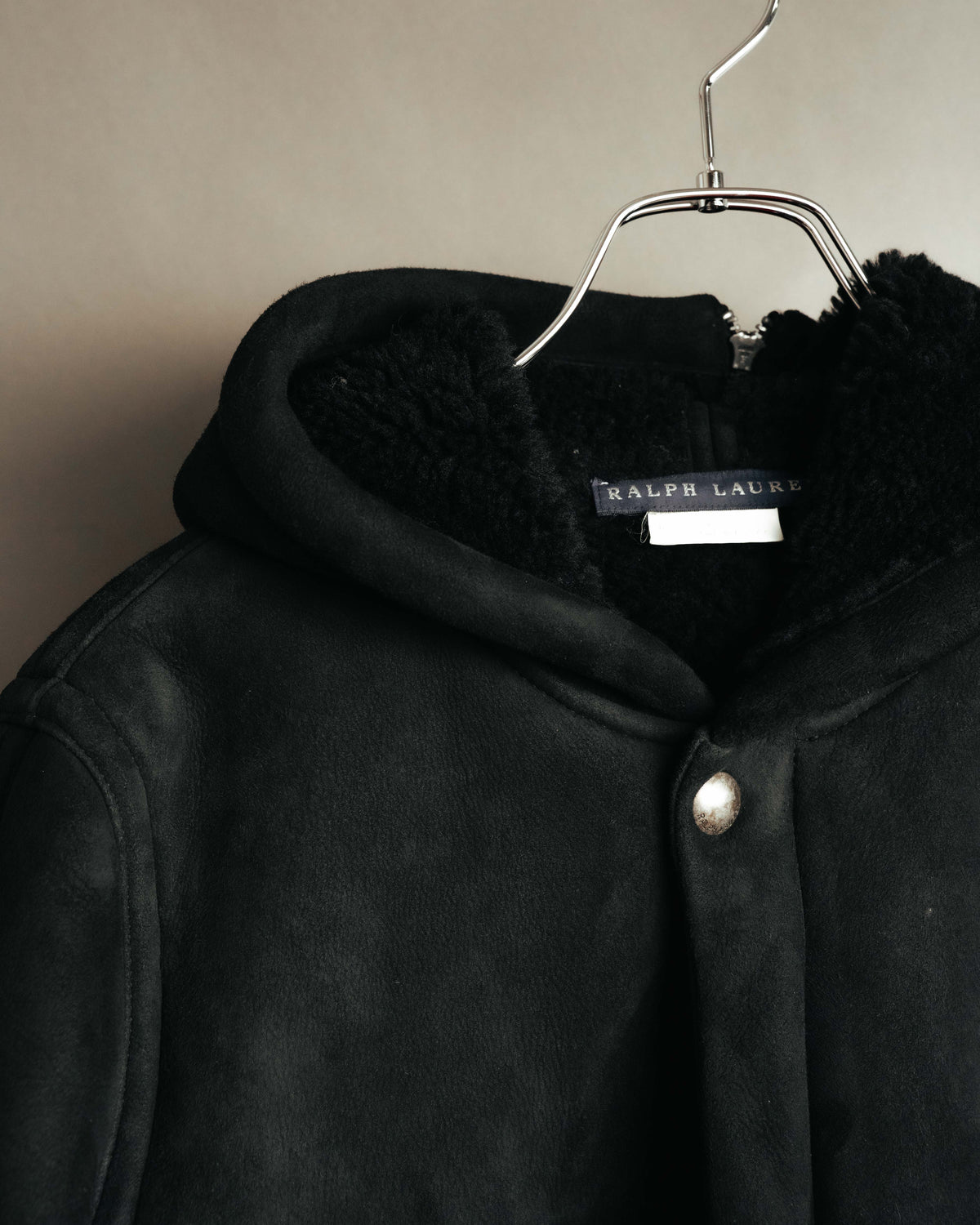 "Ralph Lauren" 00's-10's Long hooded shearling coat