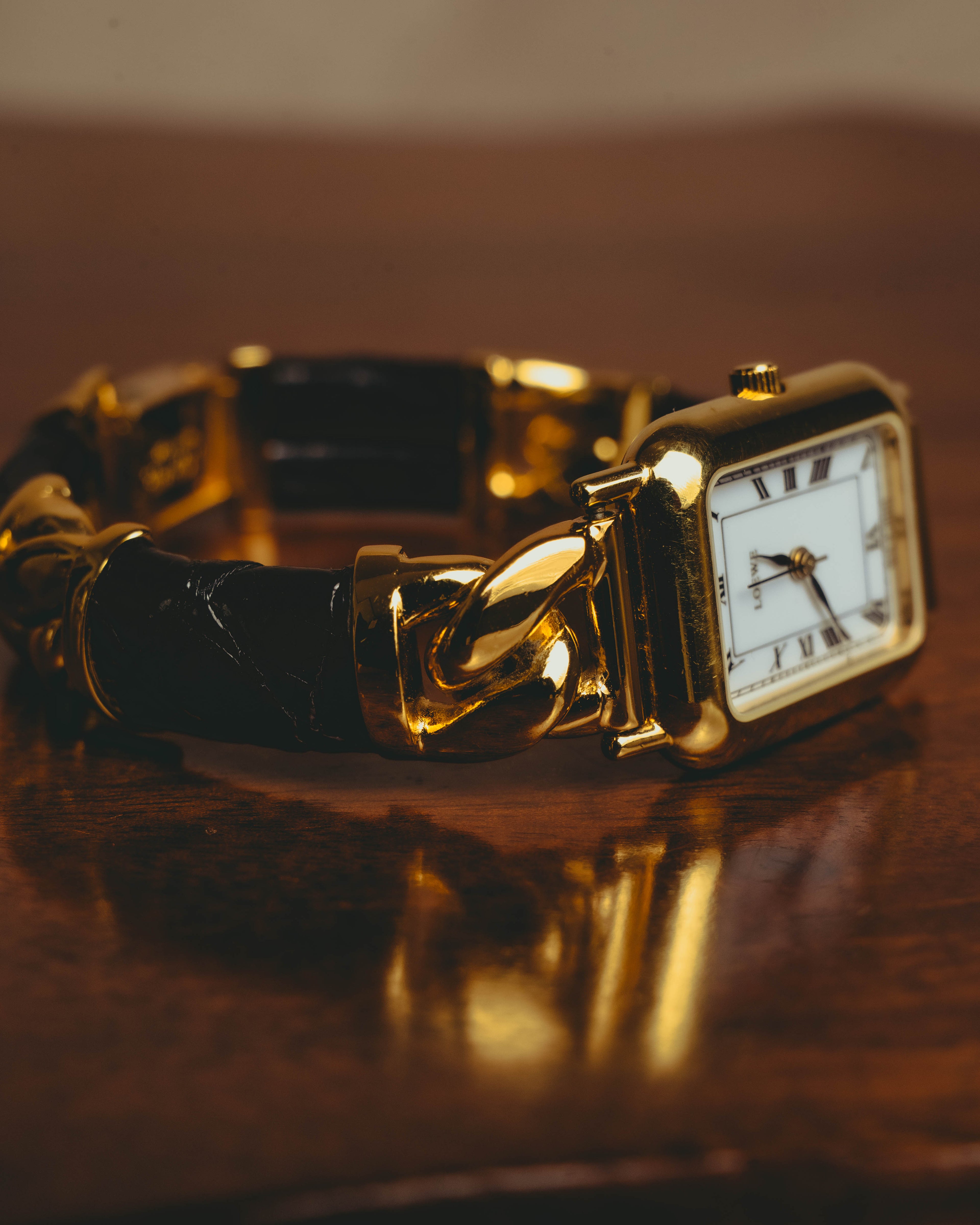 -SPECIAL- “LOEWE” 80’s-90’s rectangular anagram bangle bracelet watch