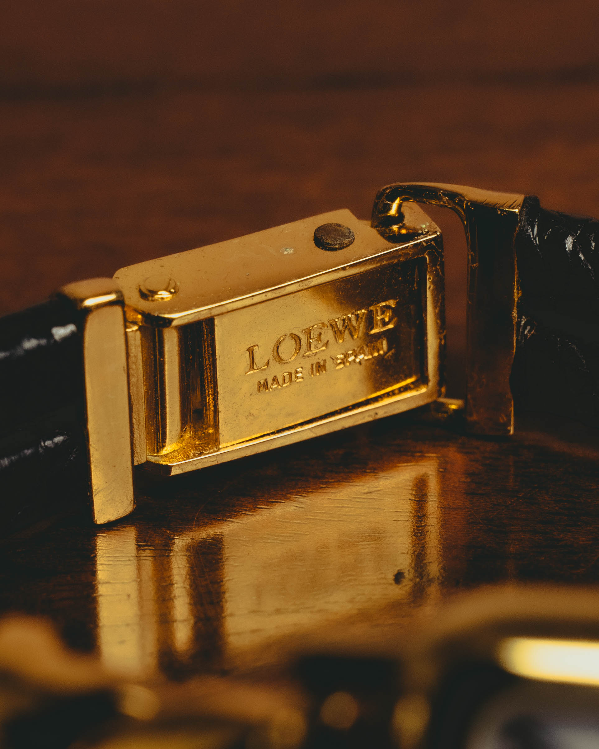 -SPECIAL- “LOEWE” 80’s-90’s rectangular anagram bangle bracelet watch