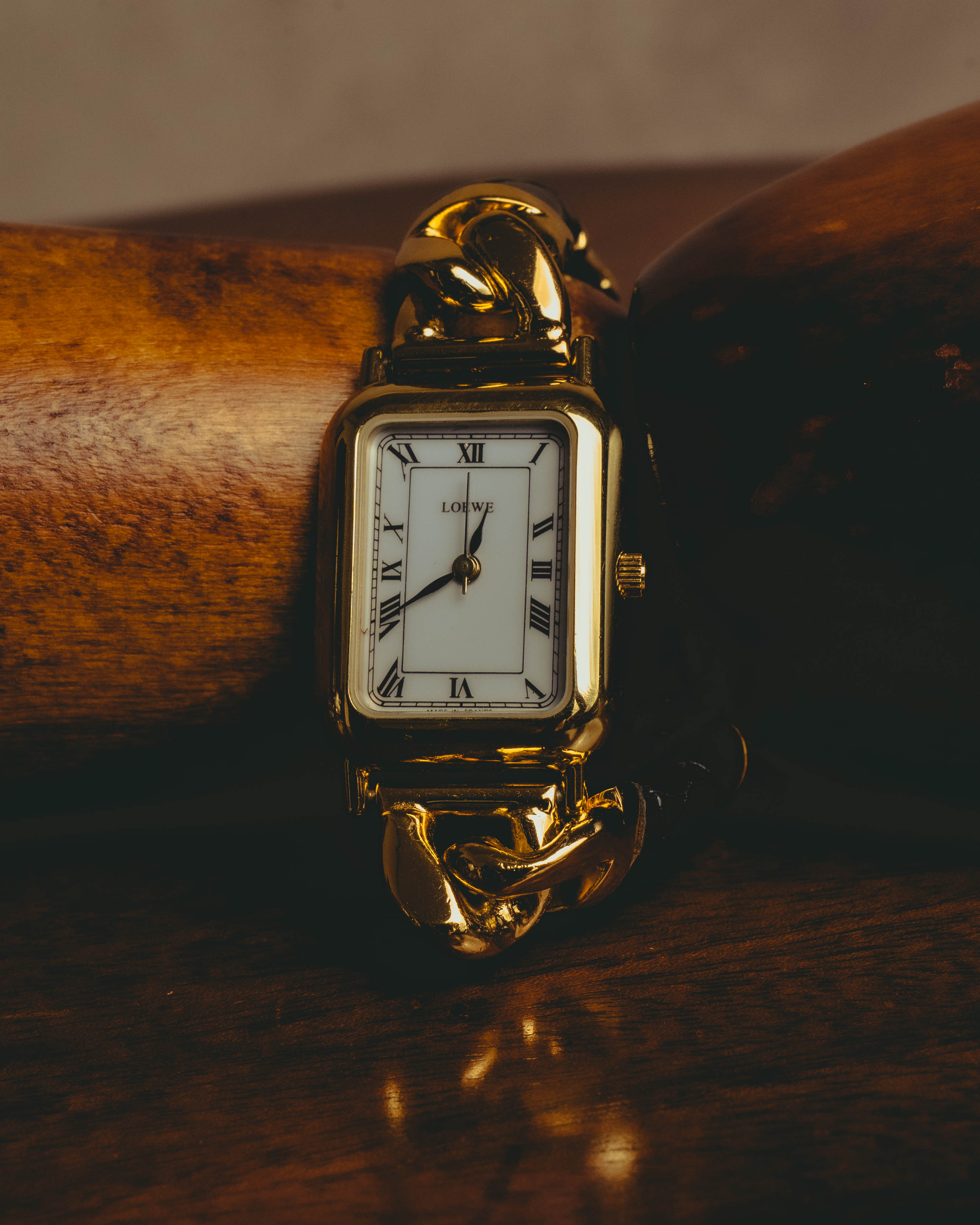 -SPECIAL- “LOEWE” 80’s-90’s rectangular anagram bangle bracelet watch
