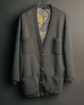 “Salvatore Ferragamo” 90’s-00’s Reversible silk panel wool cardigan