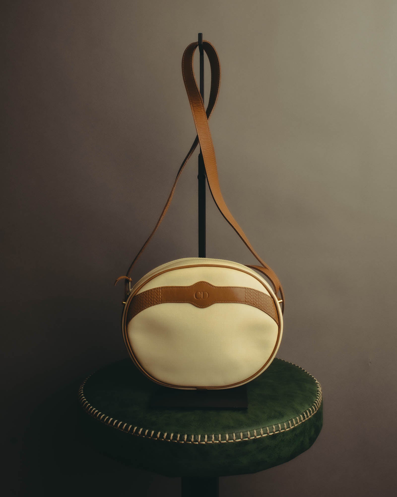 "Christian Dior" 70's-80's Classic canvas leather shoulder bag