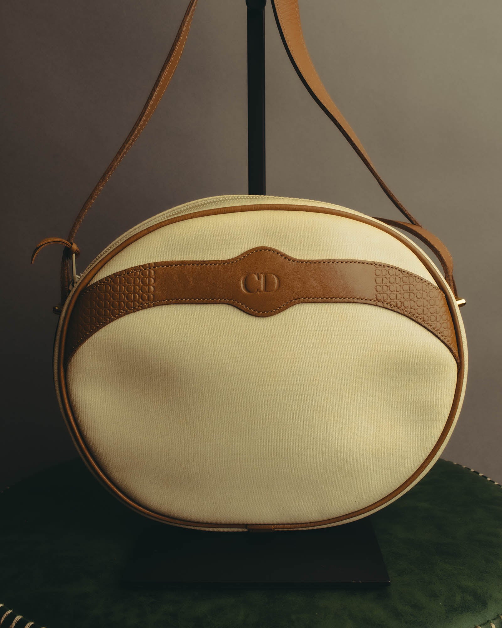 "Christian Dior" 70's-80's Classic canvas leather shoulder bag