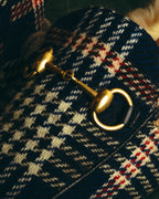 "GUCCI" 2010's-20's Tartan fur-lined horsebit mule