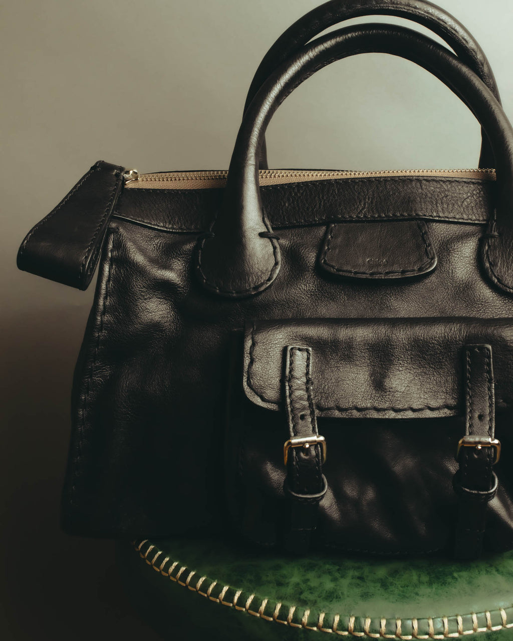 "Chloé" 00's Grained leather satchel bag