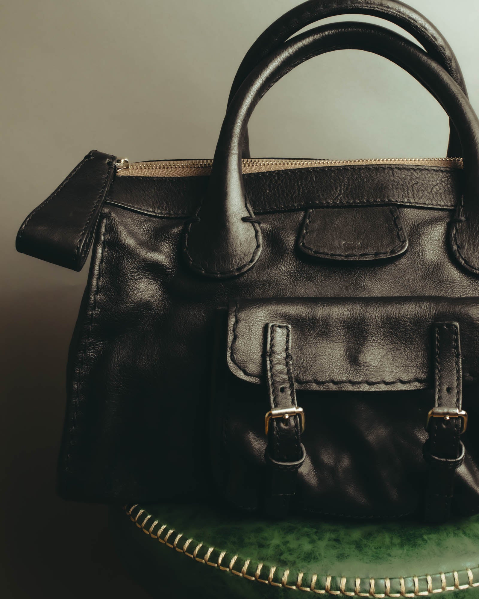 "Chloé" 00's Grained leather satchel bag