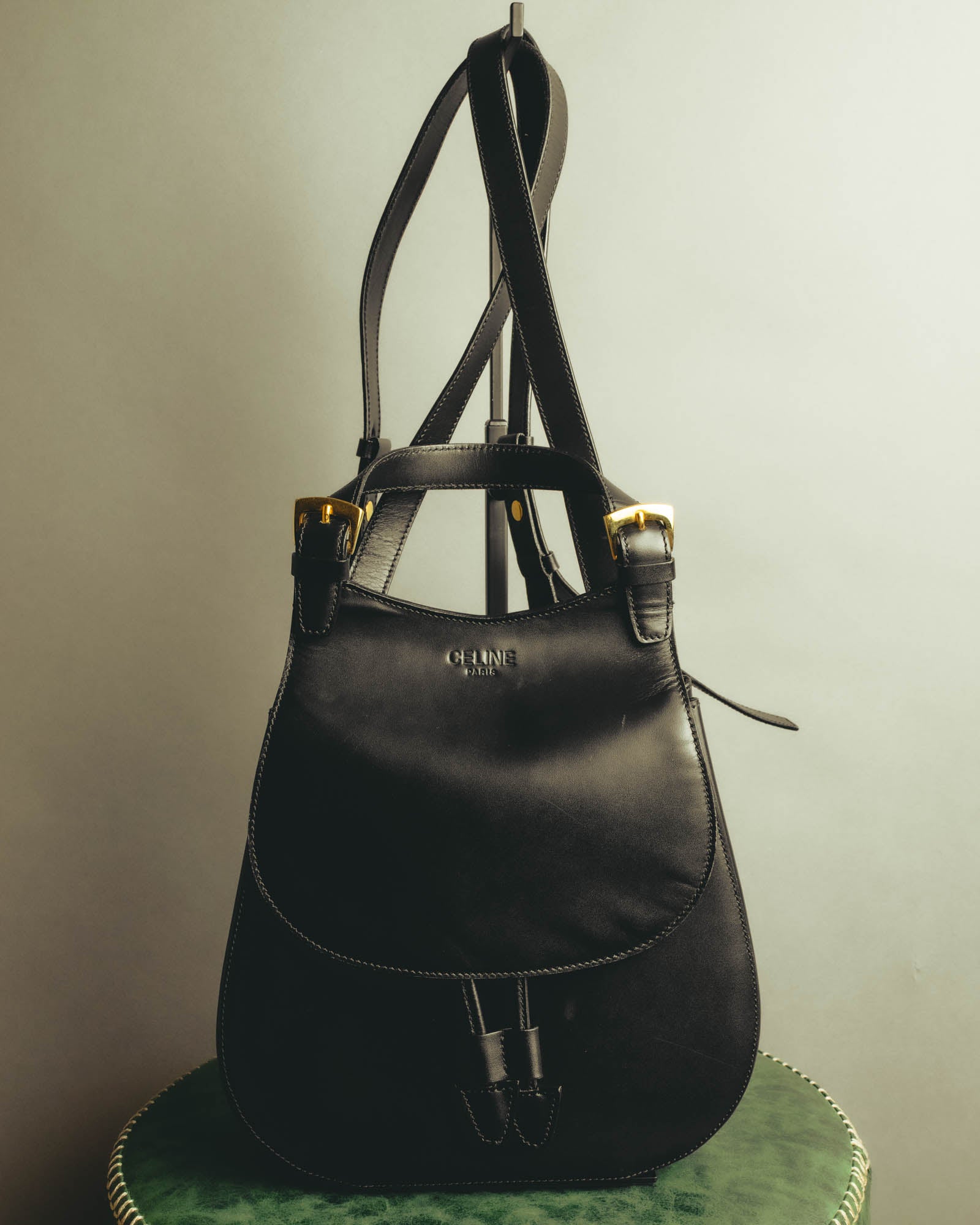 "CELINE" Late 80's-90's Teardrop leather backpack