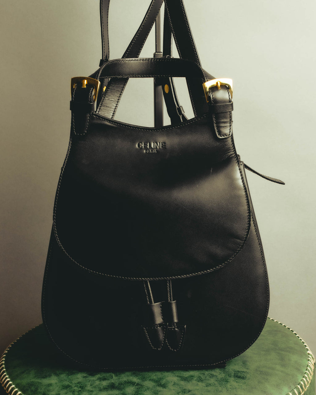 "CELINE" Late 80's-90's Teardrop leather backpack