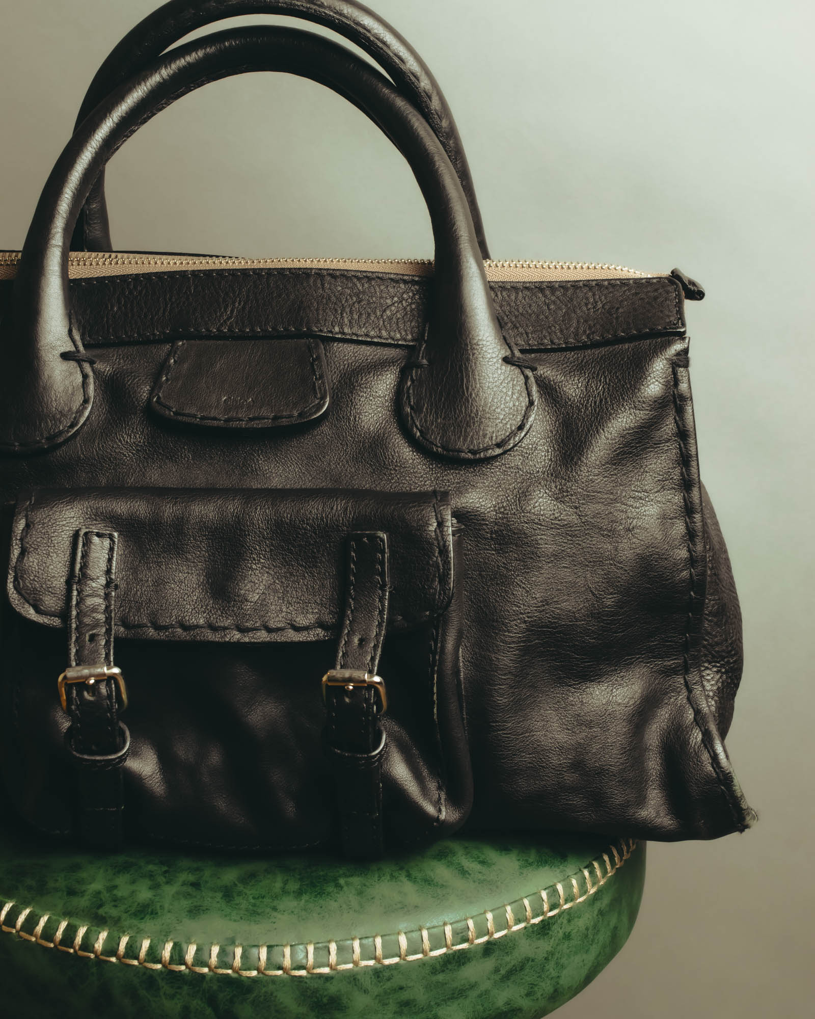 "Chloé" 00's Grained leather satchel bag
