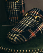 "GUCCI" 2010's-20's Tartan fur-lined horsebit mule