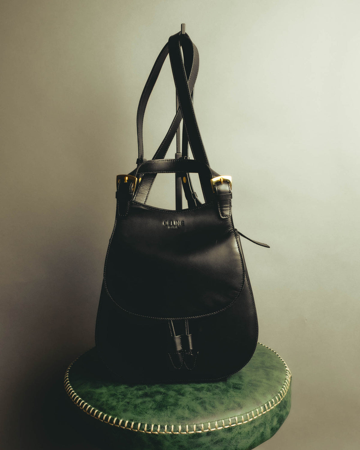 "CELINE" Late 80's-90's Teardrop leather backpack