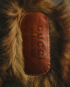 "GUCCI" 2010's-20's Tartan fur-lined horsebit mule